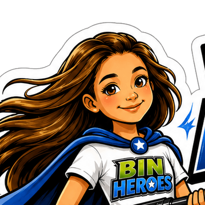 Illustration of Ruby in her Bin Heroes cape